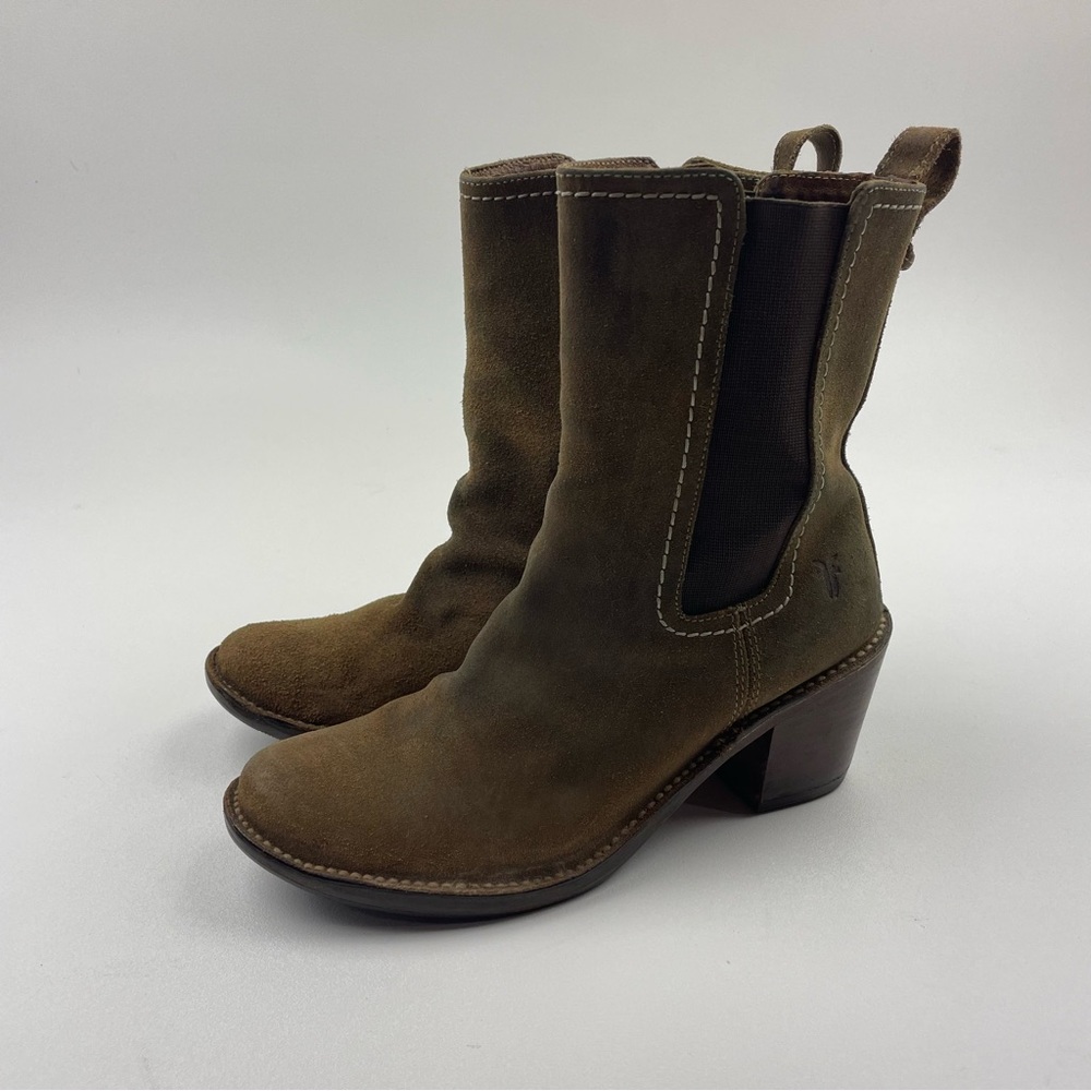 FRYE Carmen Brown Leather Suede Distressed Ankle Boots 7.5 B